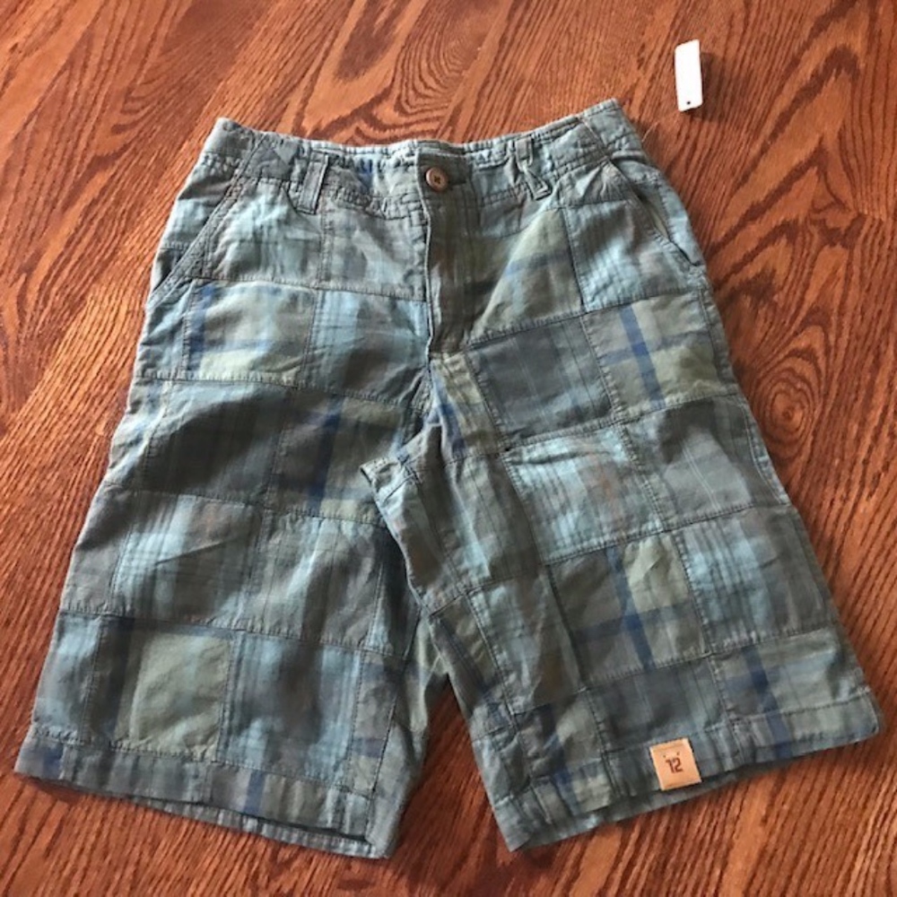 Boys Kids Urban Pipeline Green Plaid Shorts Sz 12 New